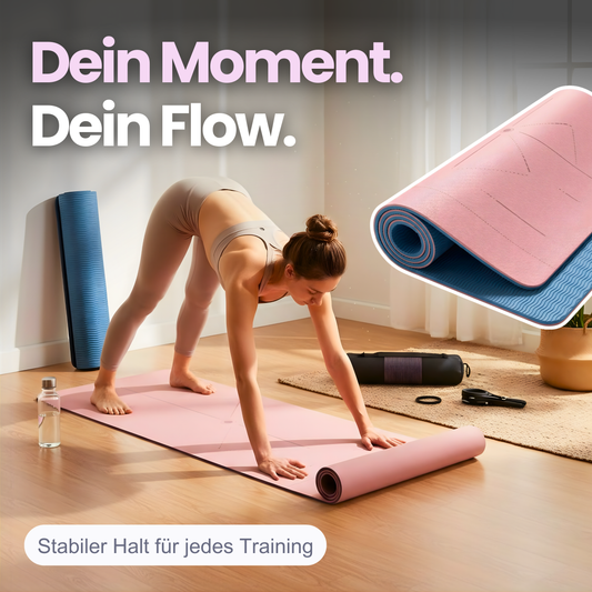 Rutschfeste Yogamatte mit Linien – Stabil trainieren, überall