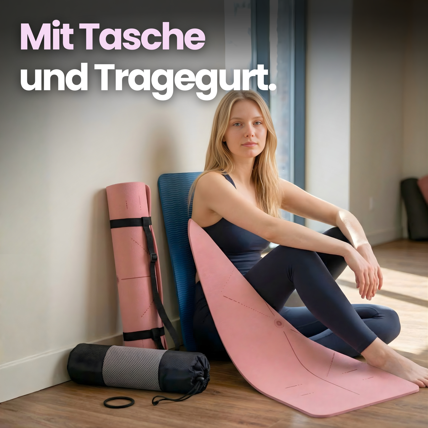 Rutschfeste Yogamatte mit Linien – Stabil trainieren, überall