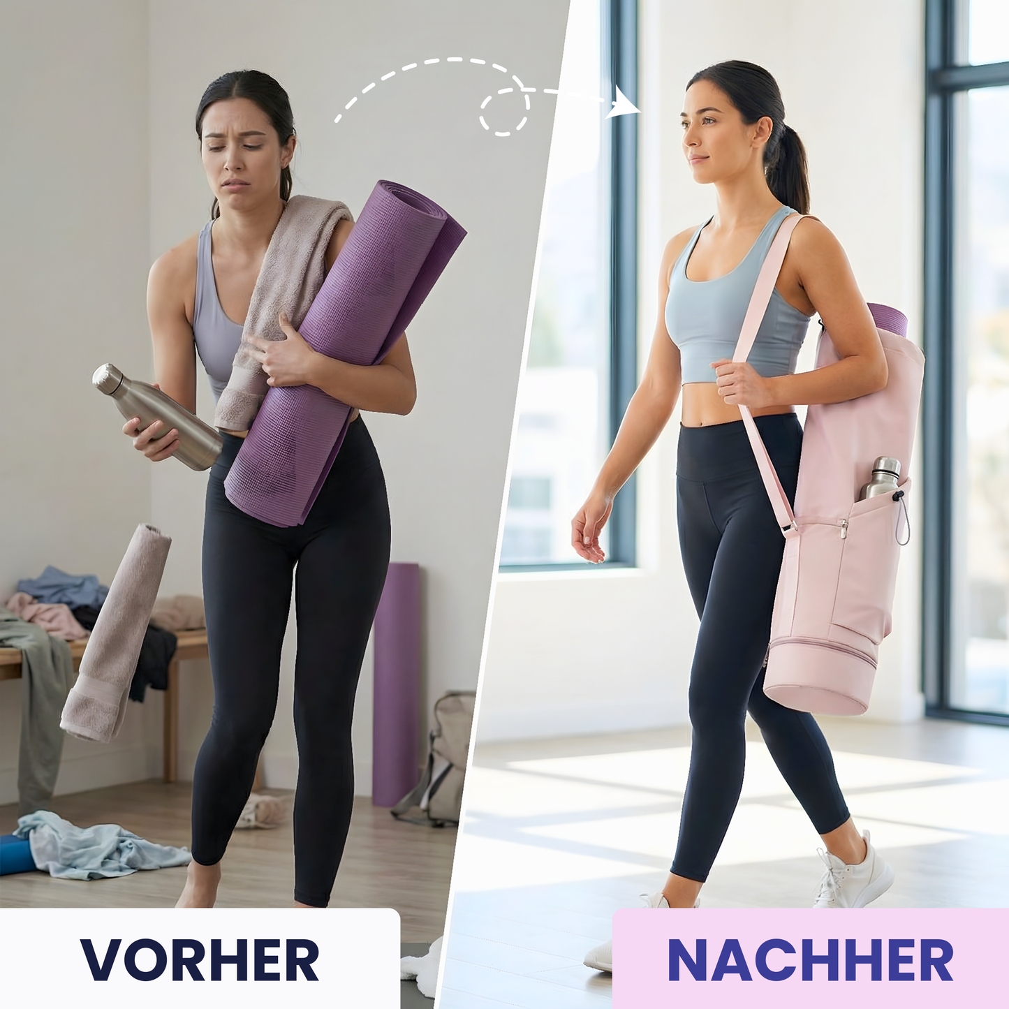 Yogamattenbeutel mit Nassfach – Alles sauber verstaut, überall dabei