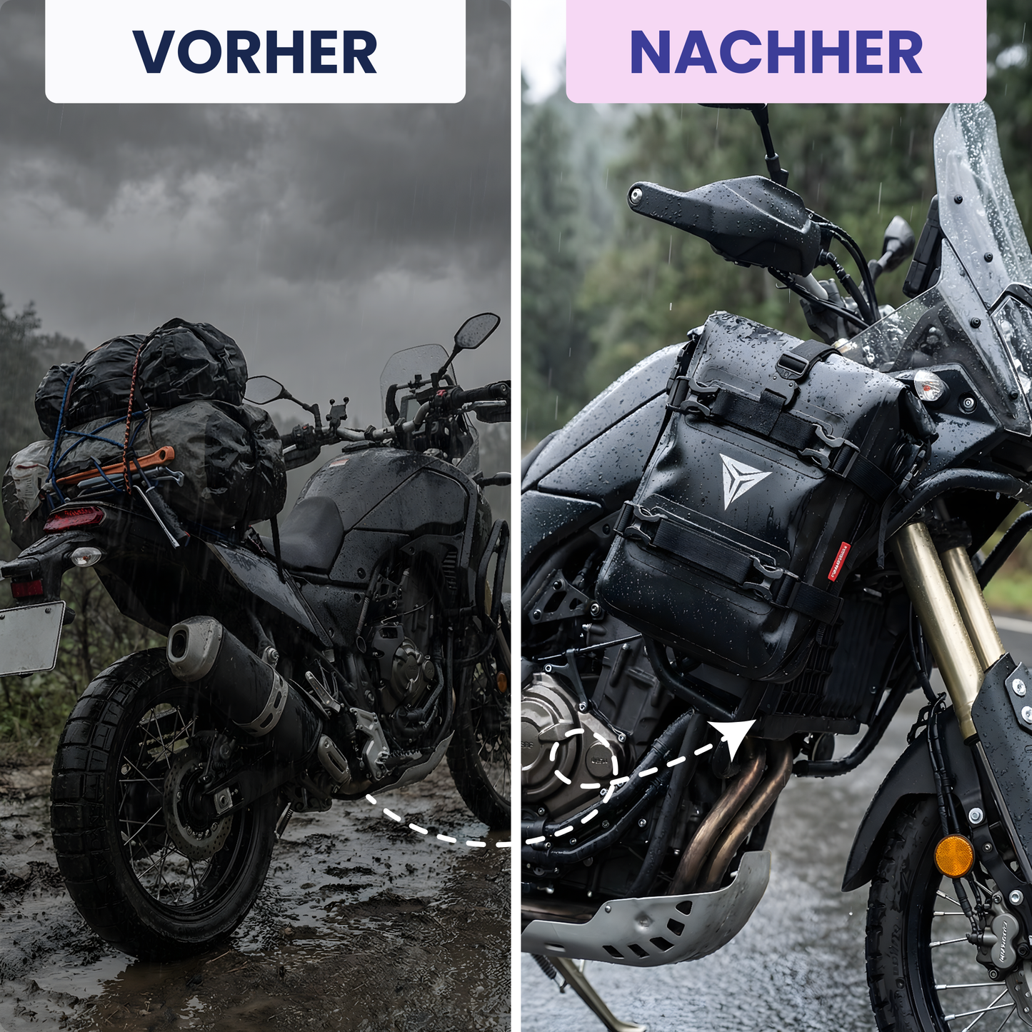 Wasserdichte Motorrad-Rahmentasche – Sicher verstaut bei jedem Wetter