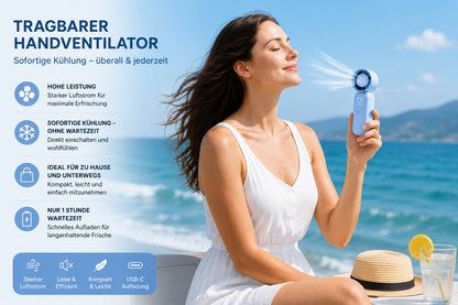 Tragbarer Handventilator - Sofortige Kühlung